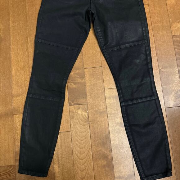 1969 WOMENS COATED BIKER LEGGING JEANS black Gap size 26 - Picture 5 of 12